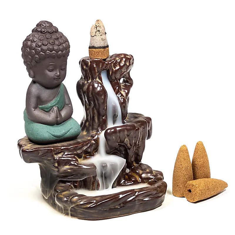 Rückfluss‑Weihrauchbrenner „Kleiner Buddha“ – Keramik