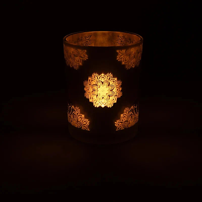 Kerzenhalter „Buddha“ – gefrosted & metallic