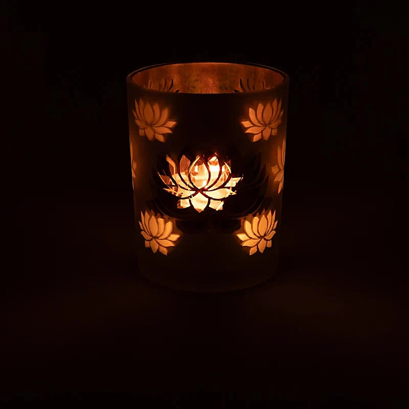 Kerzenhalter „Lotus“ – gefrostet & metallic