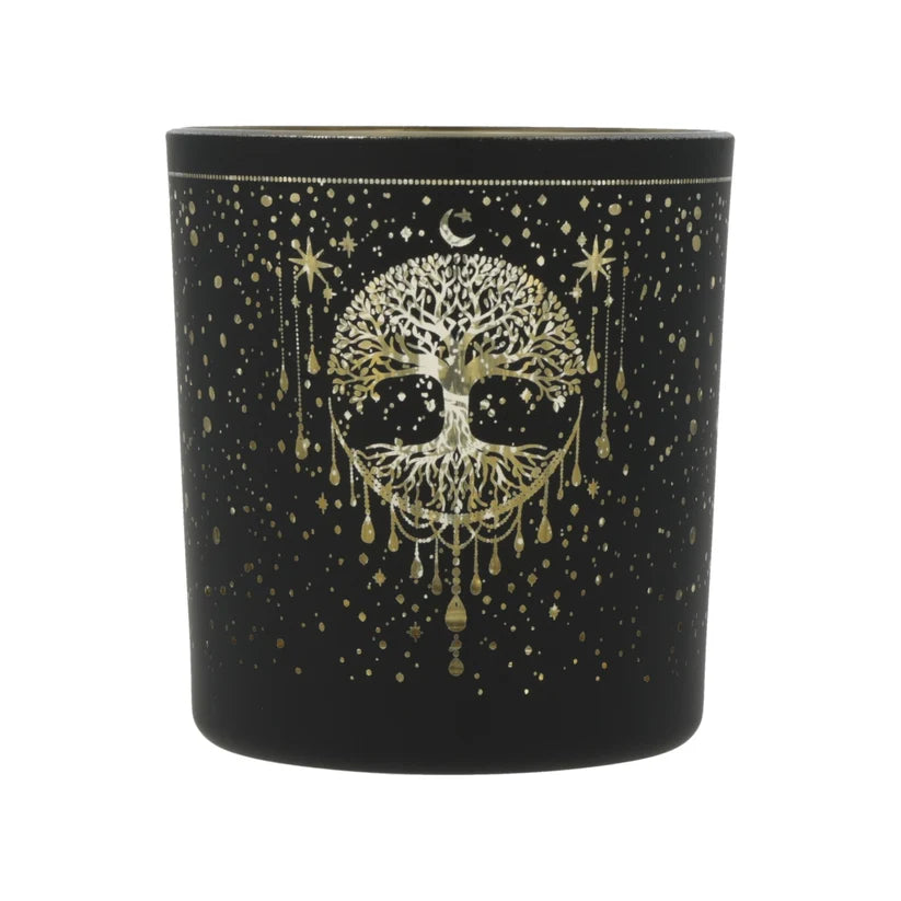 Kerzenhalter „Mystical Tree of Life“ – gefrostet & metallic (Glas)