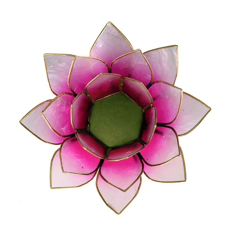 Lotus Teelichthalter rosa/weiß goldfarbig -- 13.5 cm
