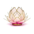 Lotus Teelichthalter Rosa-Gold – Großer Kerzenhalter aus Capiz-Muschel