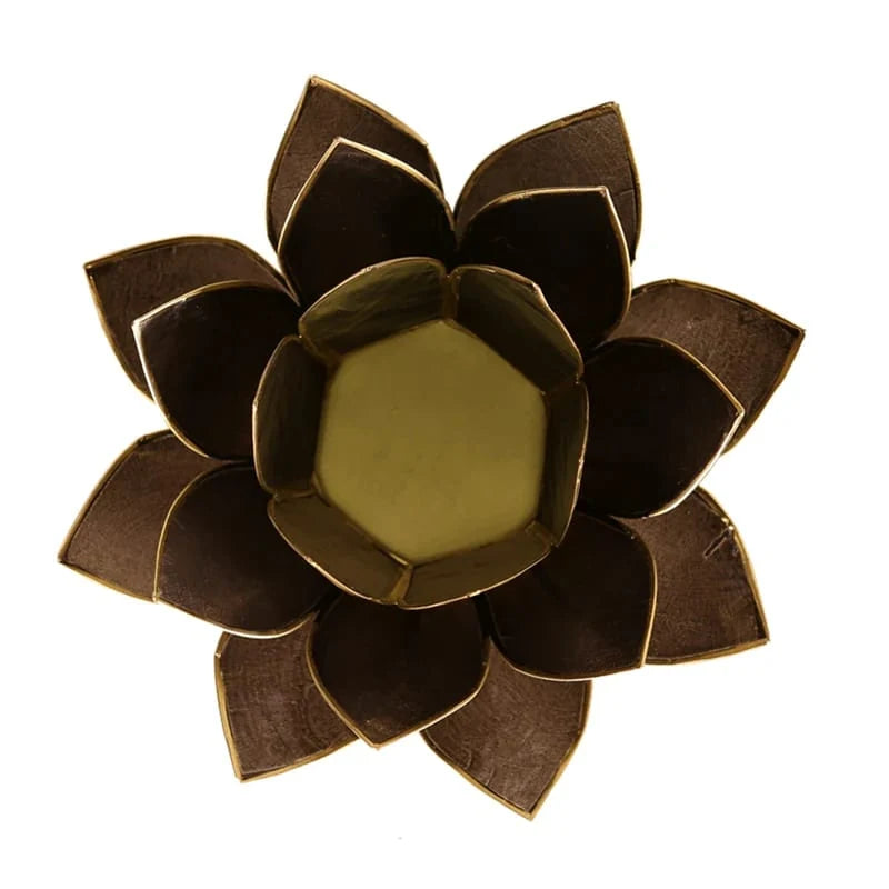 Lotus Tealight Holder Pink/White Gold-colored -- 13.5 cm
