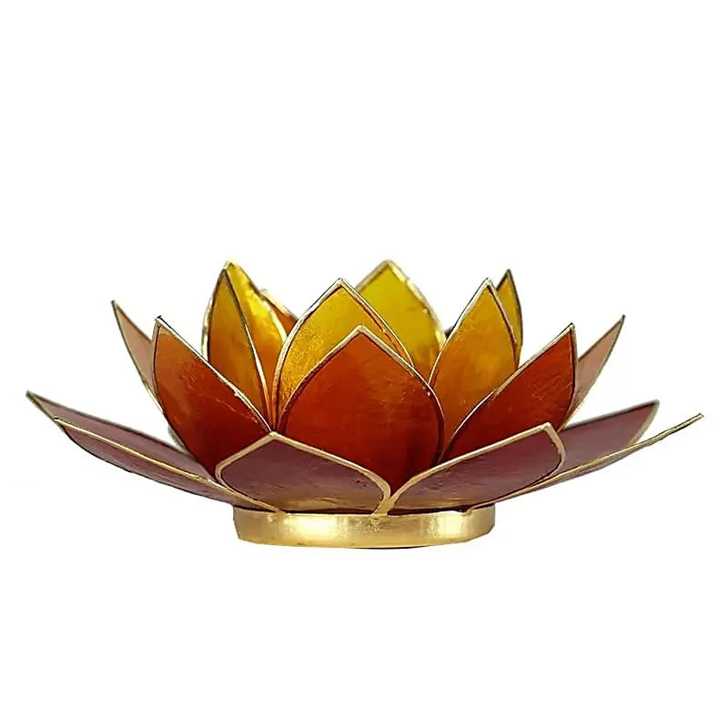 Lotus Tealight Holder Pink/White Gold-colored -- 13.5 cm