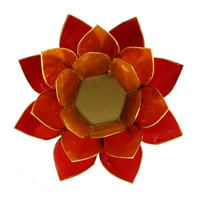 Lotus Tealight Holder Pink/White Gold-colored -- 13.5 cm