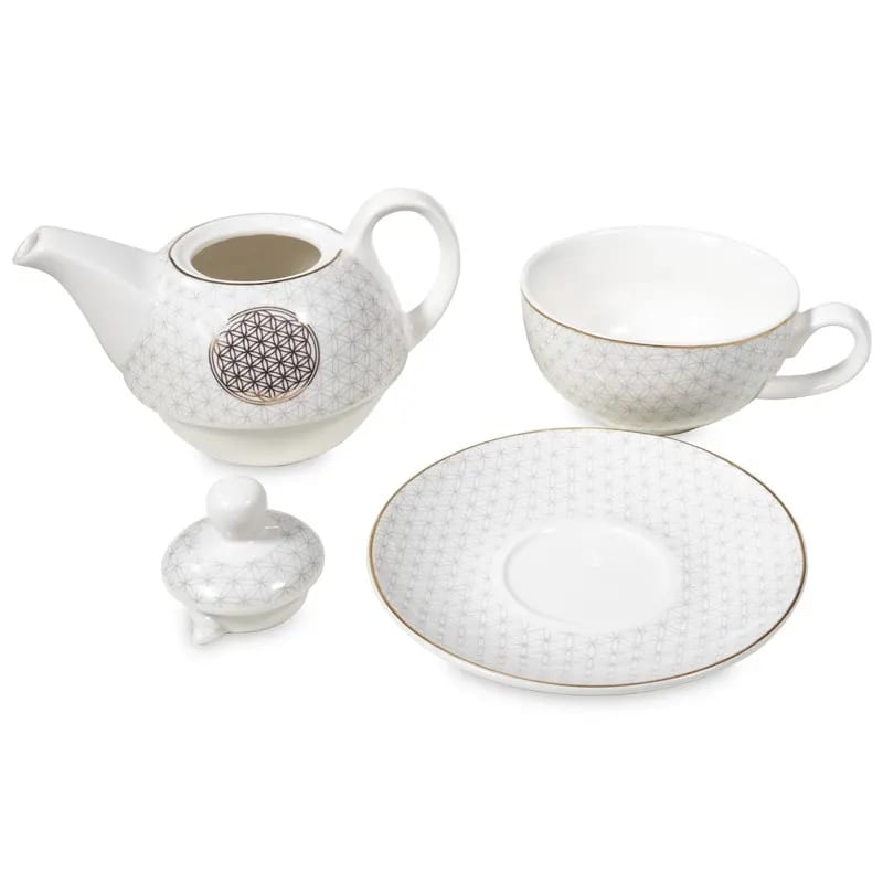 Tea for One Blume des Lebens aus Bone China Porzellan