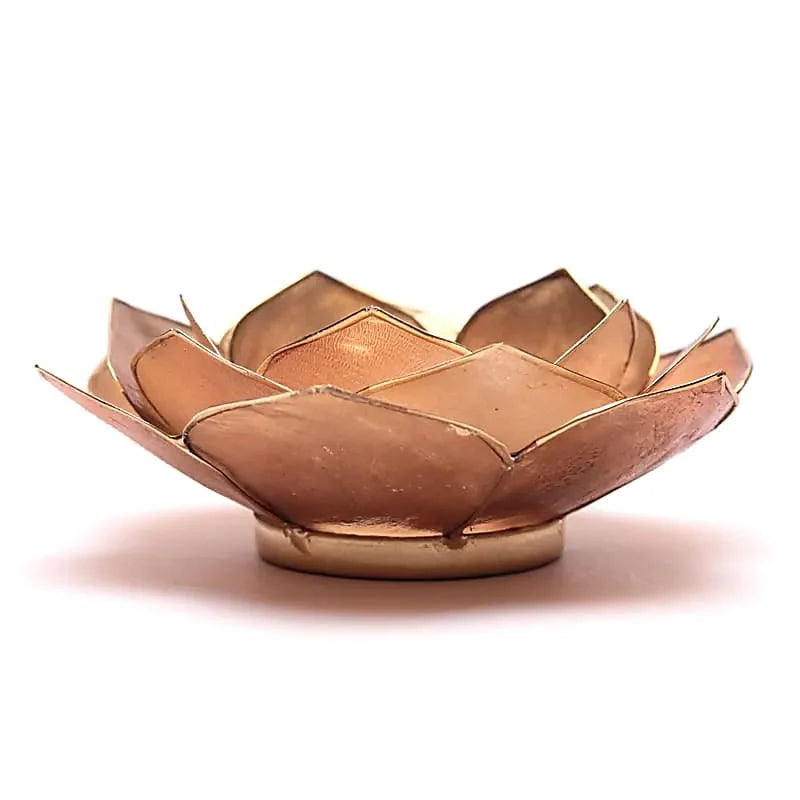 Lotus Tealight Holder Pink/White Gold-colored -- 13.5 cm