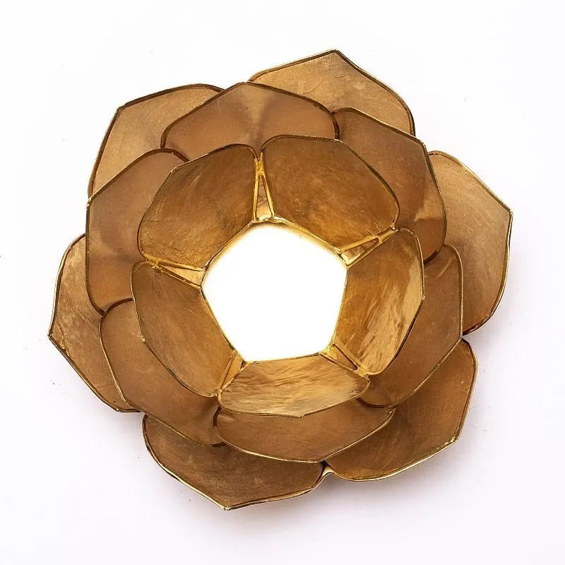 Lotus Tealight Holder Pink/White Gold-colored -- 13.5 cm