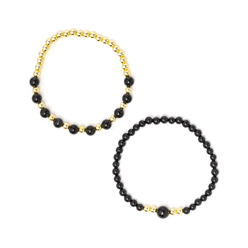 Partnerarmband‑Set Turmalin & Hämatit – Schutz, Erdung & gemeinsame Stärke
