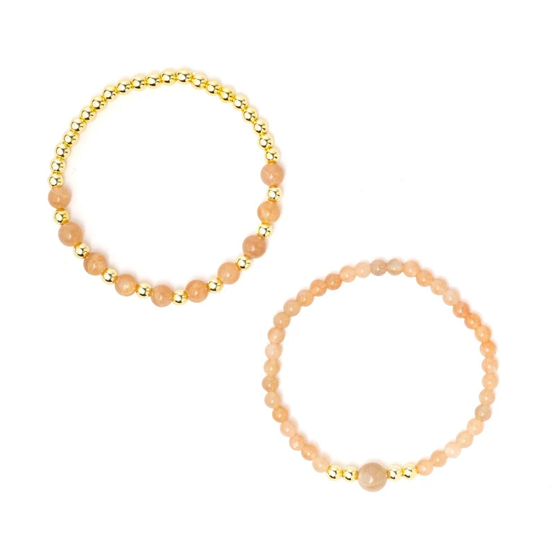 Partnerarmband‑Set Sonnenstein & Hämatit – Verbindung, Balance & gemeinsame Stärke