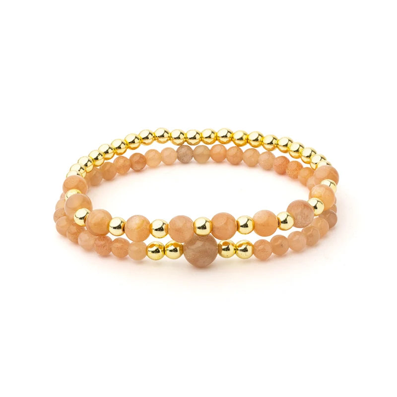 Partnerarmband‑Set Sonnenstein & Hämatit – Verbindung, Balance & gemeinsame Stärke