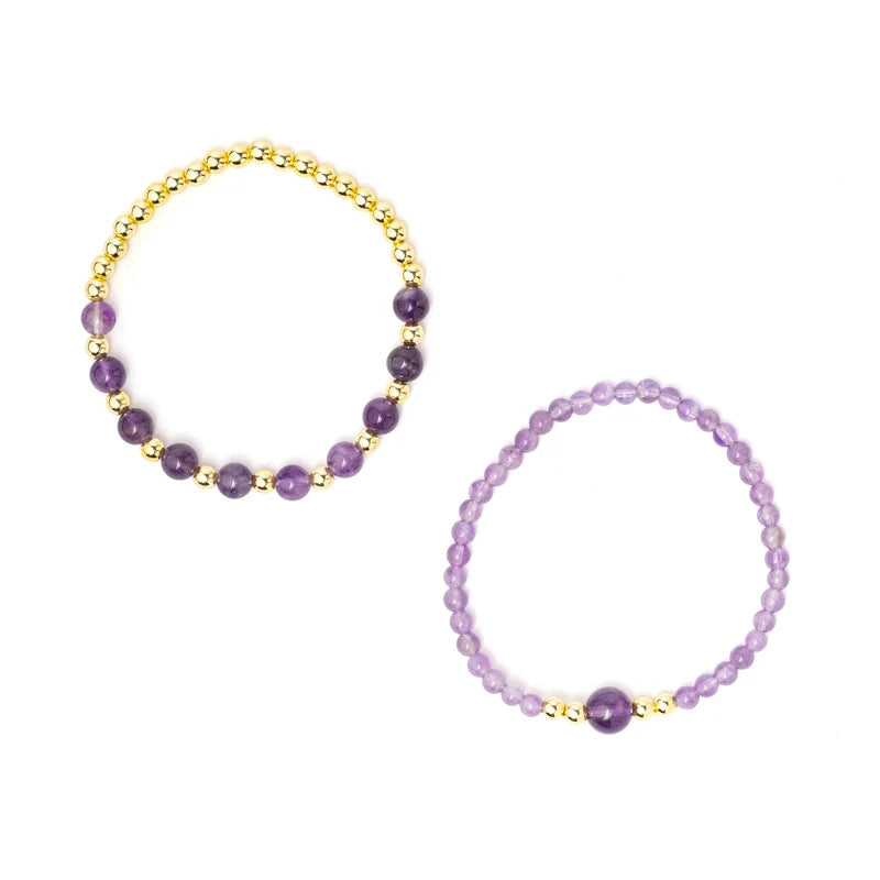 Partnerarmband‑Set Amethyst & Hämatit – Klarheit, Ausgleich & gemeinsame Harmonie