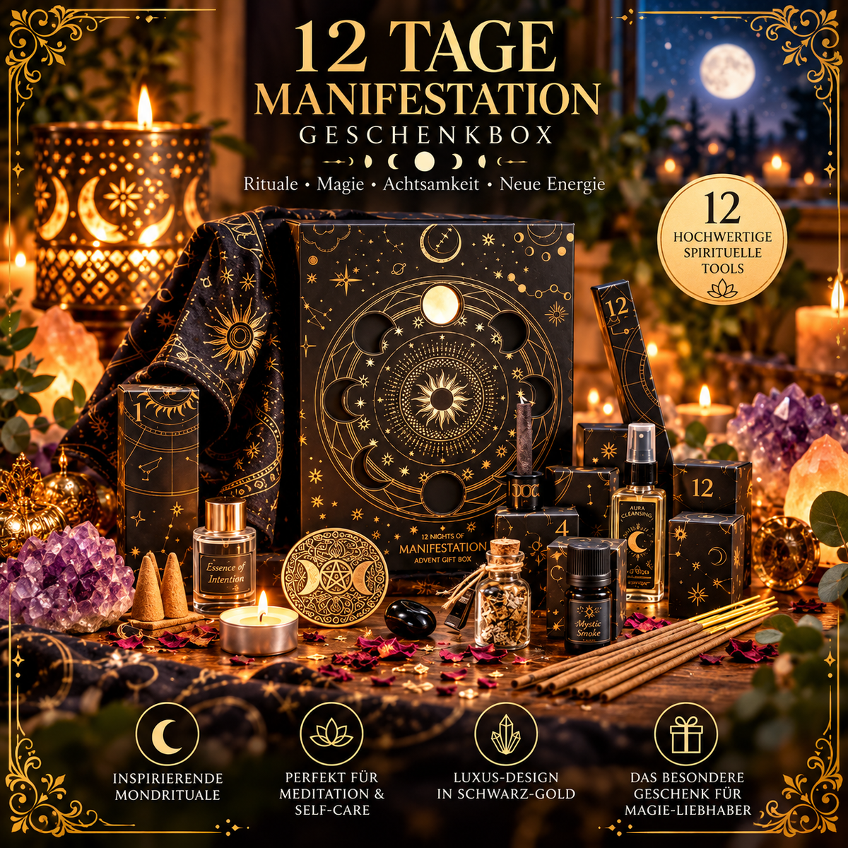 12‑teiliges Manifestations‑Geschenkset – „Mondzyklus-Box“