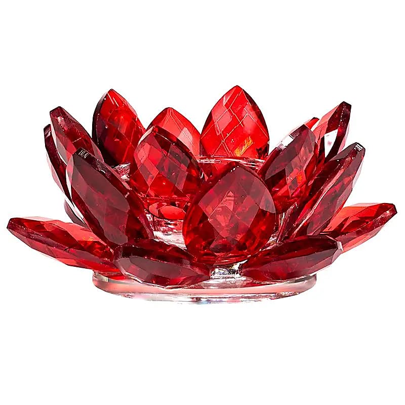 Lotus Tealight Holder Pink/White Gold-colored -- 13.5 cm