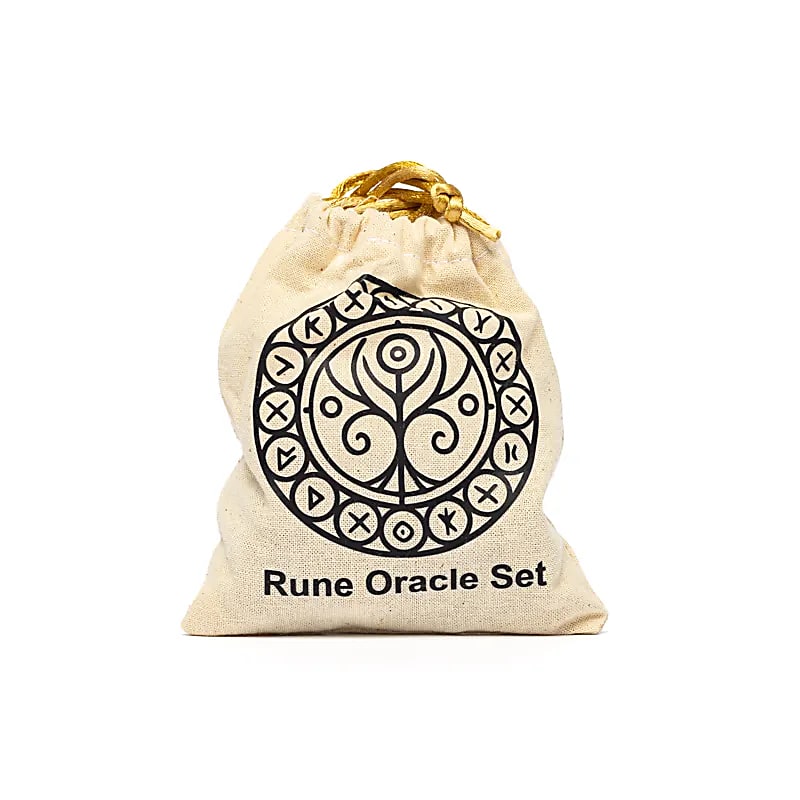 Runen-Orakelset – 7 Chakra-Edelsteine im Baumwollbeutel - 192g