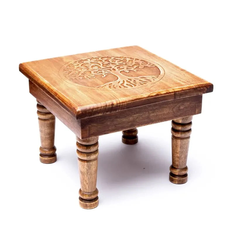 Wooden Side Table Tree of Life -- 30x30x23 cm; 2250 g