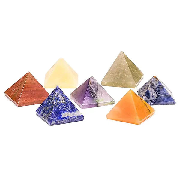 Set mit 7 Chakrasteine – pyramidenförmig - Geschenkset