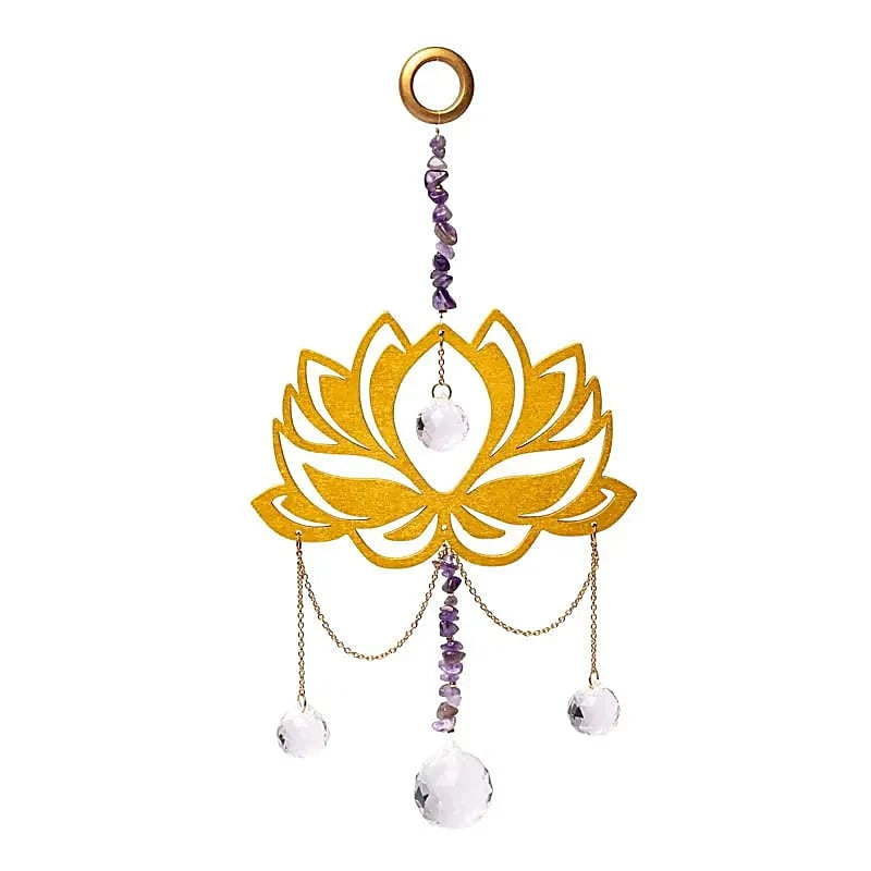 Sonnenfänger mit Lotos, Amethyst & Kristallkugeln – Licht, Harmonie & himmlische Energie