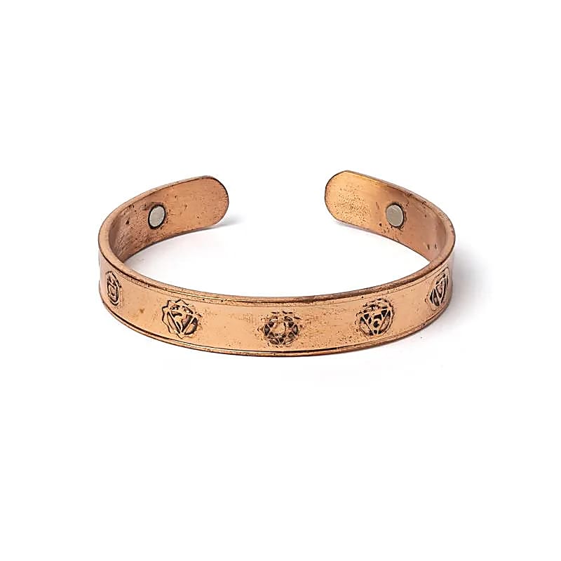 Kupferarmband – 7 Chakrensymbole & Magnetkraft