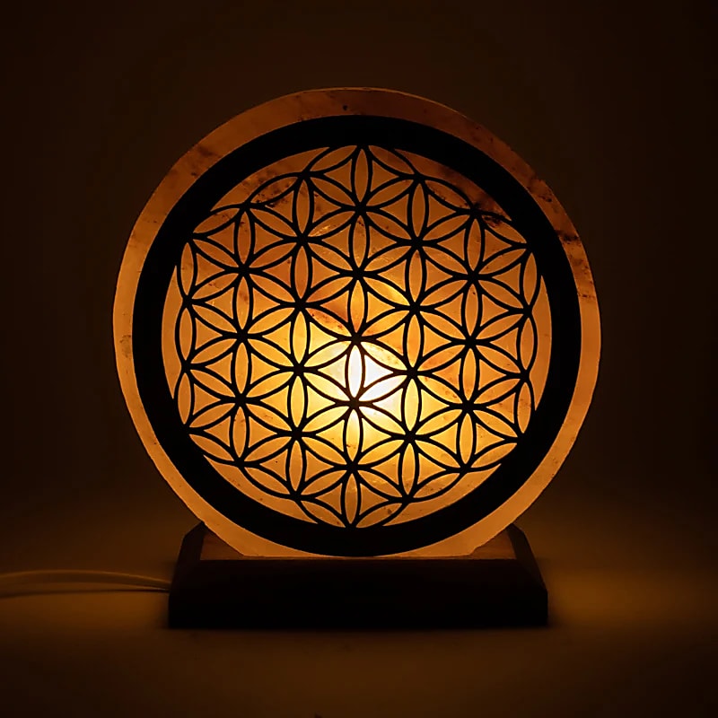 Salzlampe – Blume des Lebens mit Kabel & LED