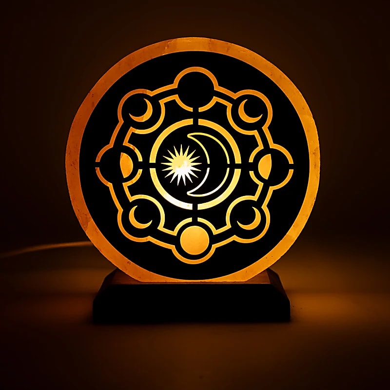 Salzlampe Mondphasen – mit Kabel & Leuchtmittel