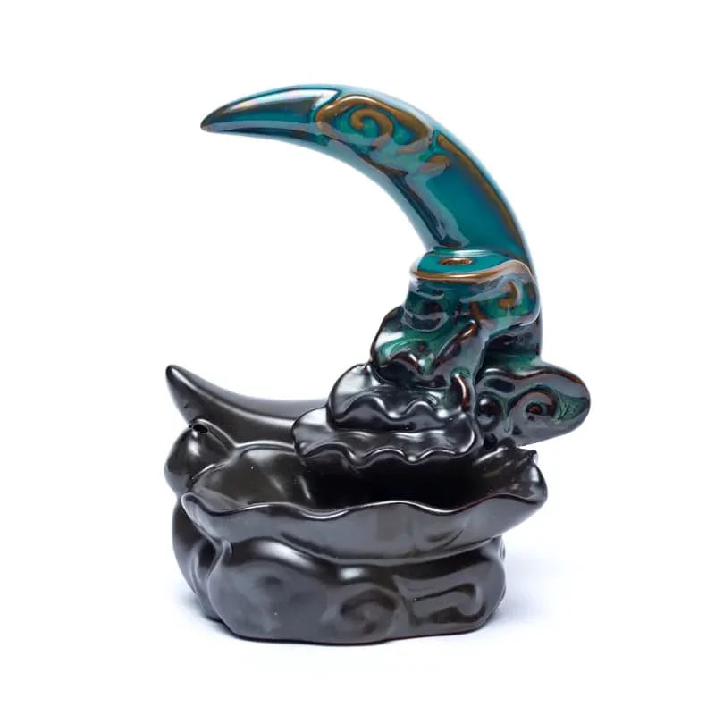 Backflow Incense Burner Moon -- 10x12x8cm