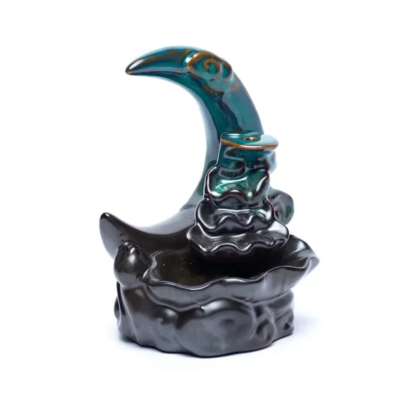 Backflow Incense Burner Moon -- 10x12x8cm