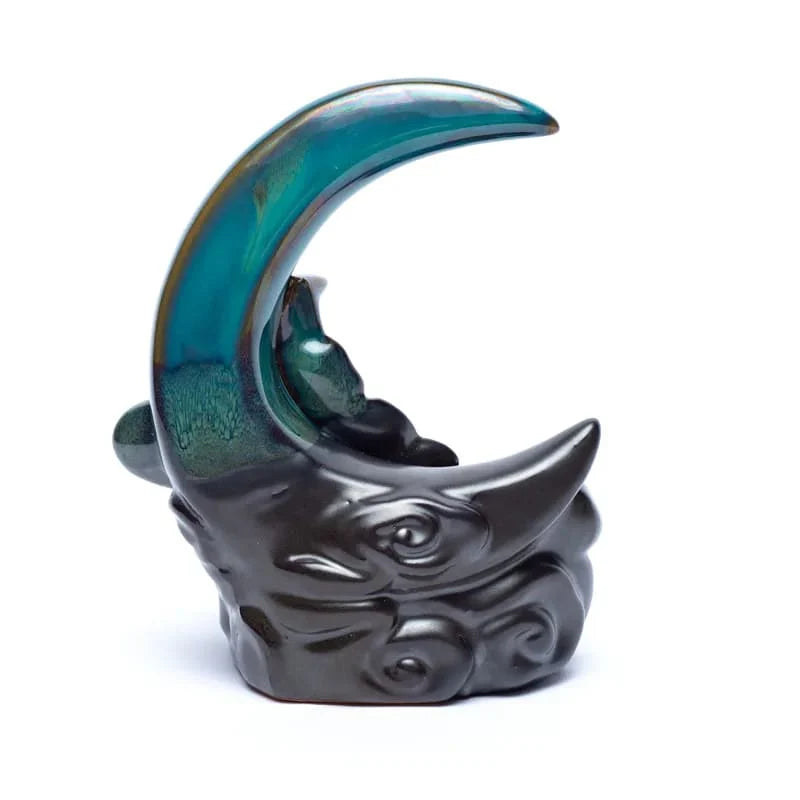 Backflow Incense Burner Moon -- 10x12x8cm