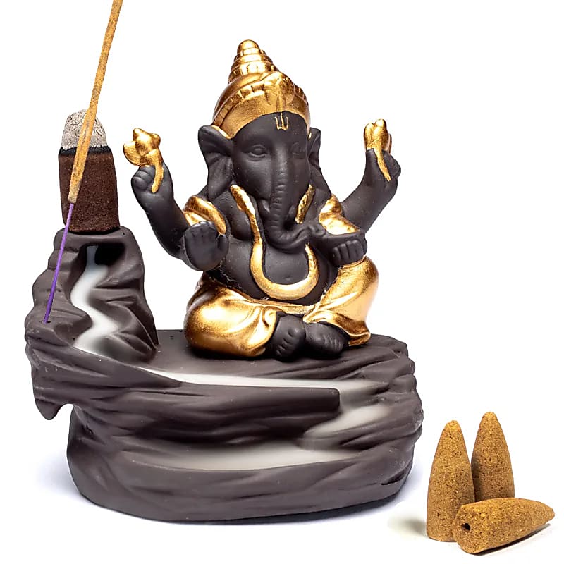 Rückfluss‑Weihrauchbrenner „Ganesh“ – Keramik | 9 × 6 × 10 cm