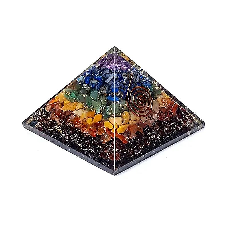 Orgonit-Chakra-Pyramide – mit 7 Edelsteinen für energetischen Ausgleich