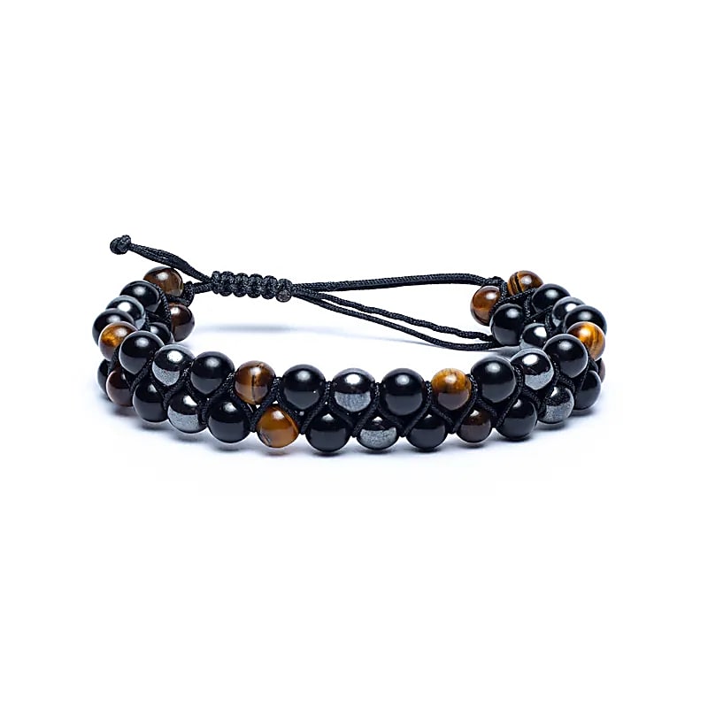 Bracelet for Grounding, Clarity & Inner Strength – Hematite · Obsidian · Tiger's Eye