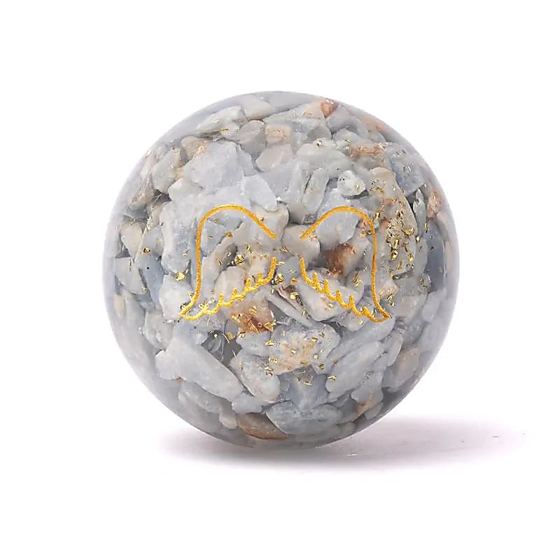 Orgonit Kugel Angelit mit Engelsflügel -- ±5,5cm