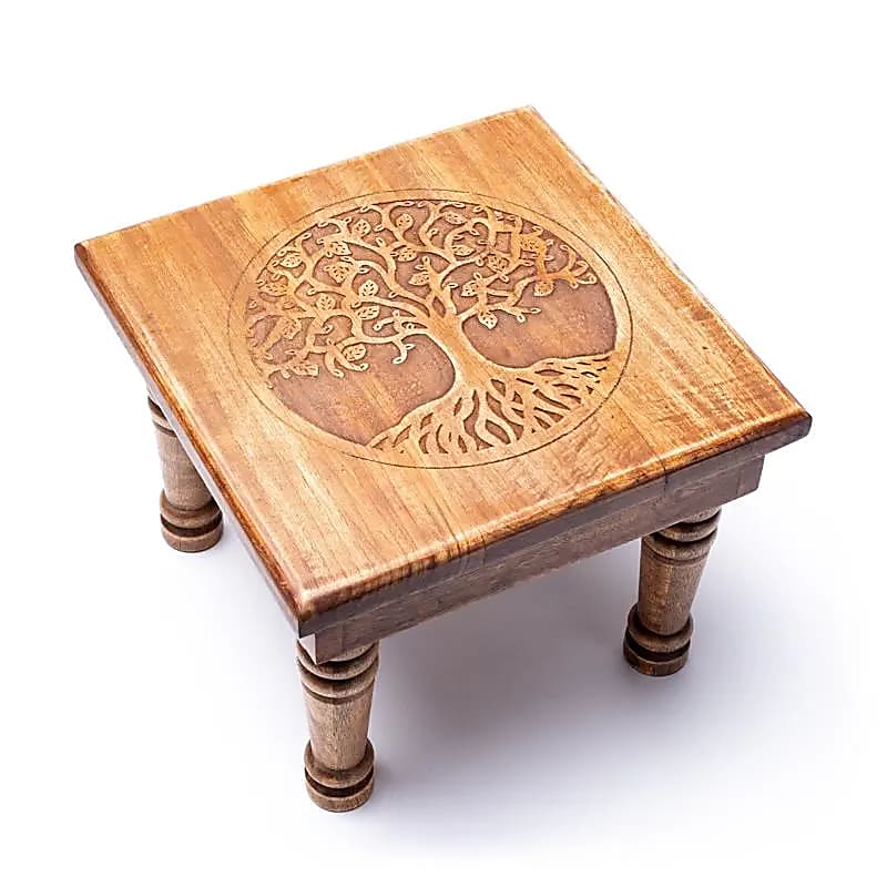 Wooden Side Table Tree of Life -- 30x30x23 cm; 2250 g