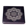 Weihrauchhalter Speckstein schwarz mit Mandala -- 10.5 cm