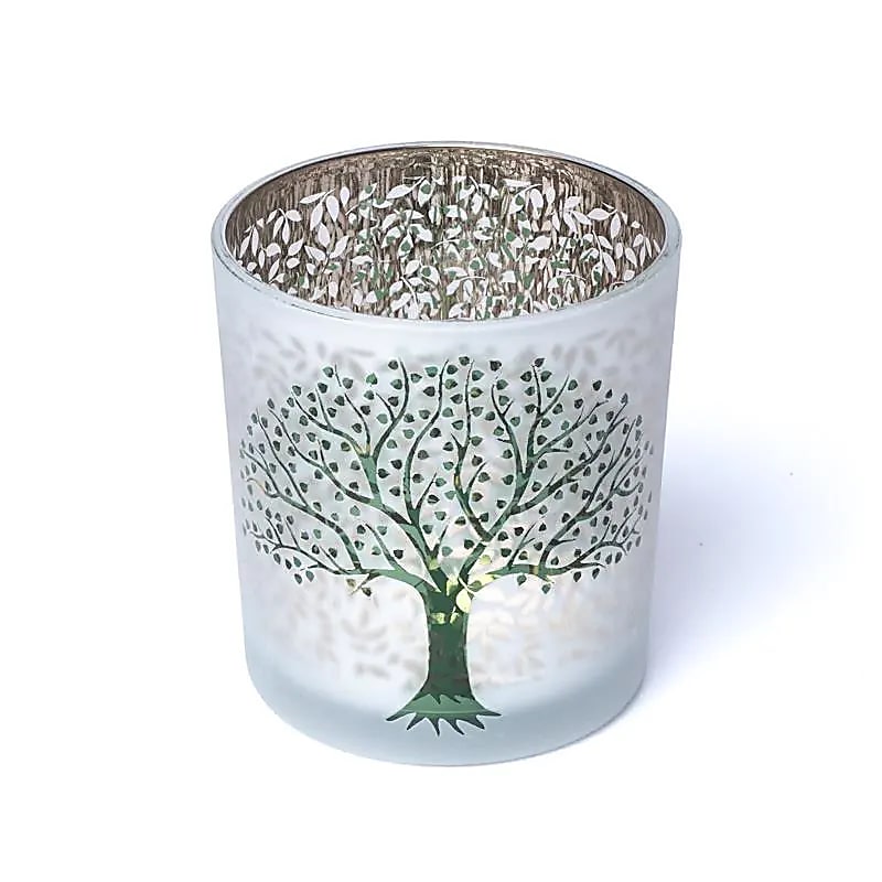 Kerzenhalter gefrostet/metallic Lebensbaum 7,3x8 cm