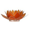 Lotus Teelichthalter orange 2. Chakra silberfarbig -- 13.5cm