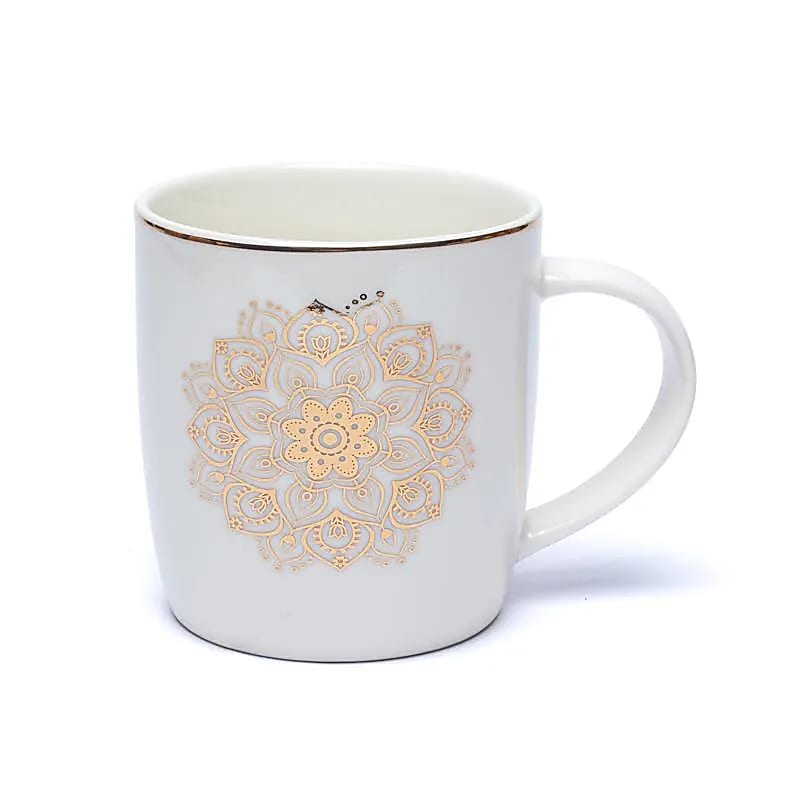 Teetasse mit Sieb Mandala Weiß -- ±400 ml
