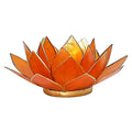 Lotus Teelichthalter orange 2. Chakra goldfarbig -- 13.5 cm