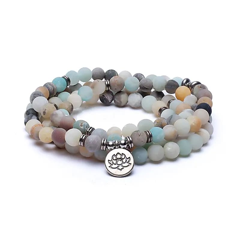 Amazonite Mala elastic with Lotus - Balance · Energy · Mindfulness