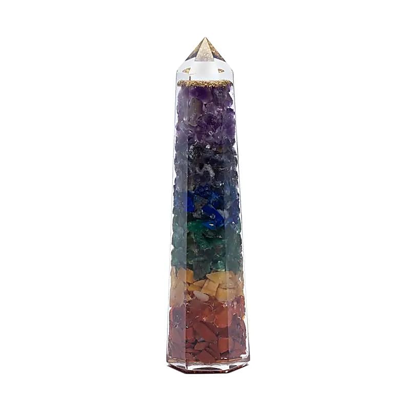 Orgonit 7-Chakra-Obelisk -- 12 cm