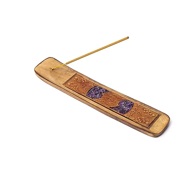 Incense Holder Healing Hands Amethyst -- 15.5x5cm