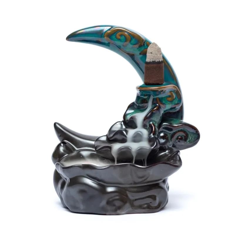 Backflow Incense Burner Moon -- 10x12x8cm