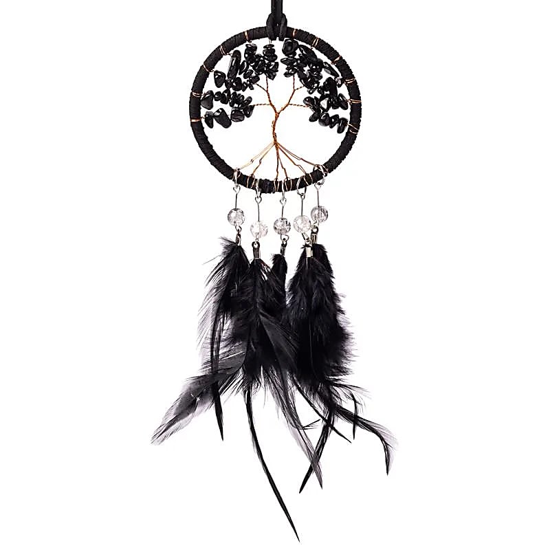 Traumfänger Lebensbaum schwarzer Jaspis 7x23cm