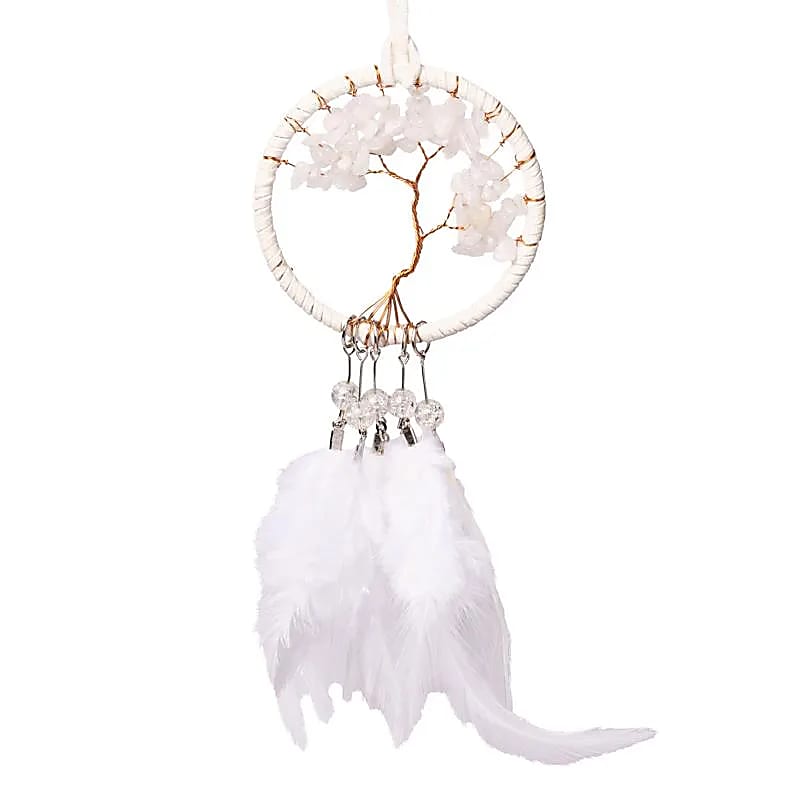 Traumfänger Lebensbaum weißer Jaspis 7x23cm