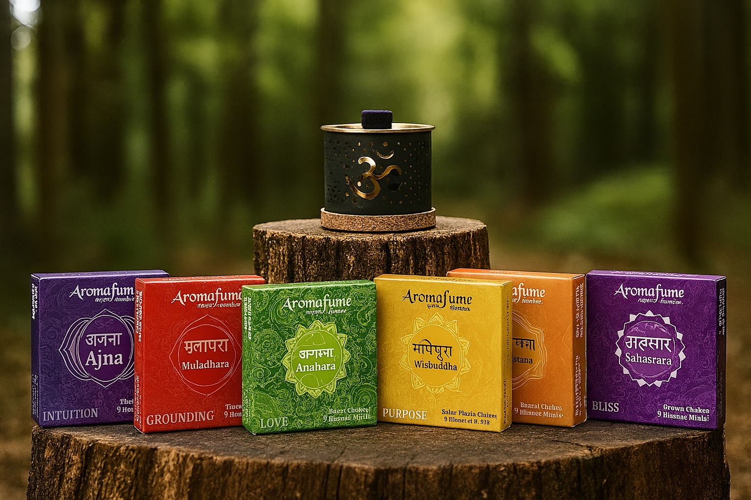 Aromafume Chakra Set mit Om-Brenner