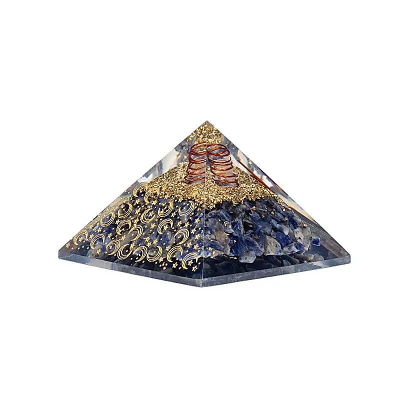 Orgonit Pyramide Sodalith mit Mond und Sternen