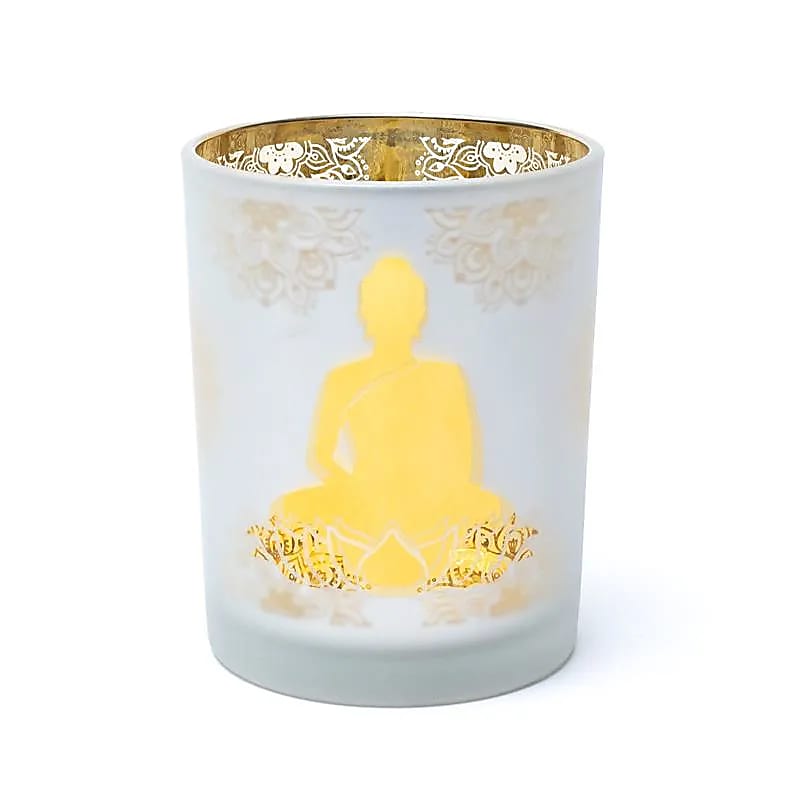 Kerzenhalter „Buddha“ – gefrosted & metallic