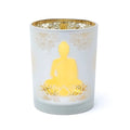Kerzenständer gefrosted/metallic Buddha 10 x 12.5 cm