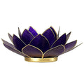 Lotus Teelichthalter violett 7. Chakra goldfarbig