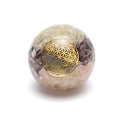 Orgonit Kugel Goldene Dreieck mit Blume des Lebens